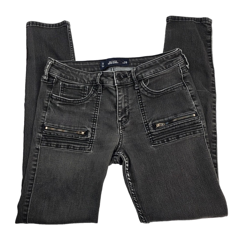 Hollister Womens‎ Jeans Super Skinny Size 28 Black Gray